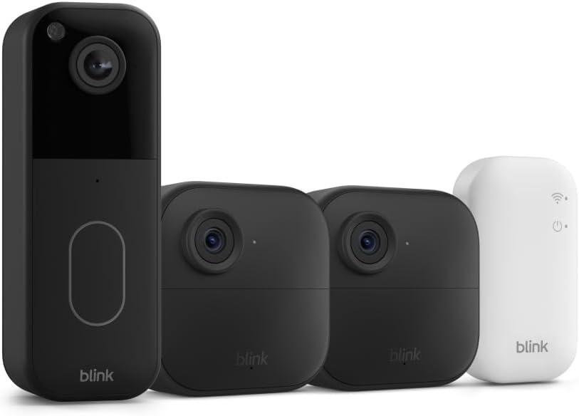 imageAllnew Blink Video Doorbell  Outdoor 4  Wireless smart security cameras headtotoe HD view twoyear battery life Sync Module Core included  3 camera system  Video DoorbellDoorbell Black