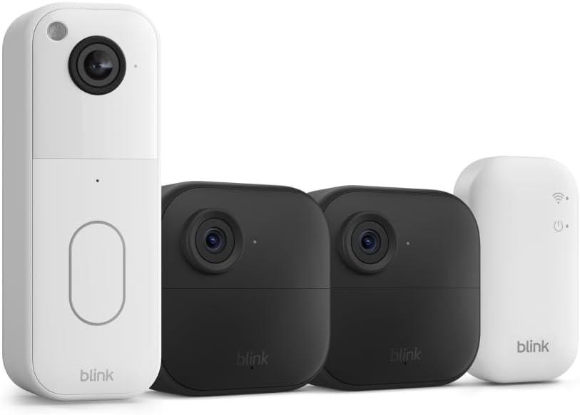 imageAllnew Blink Video Doorbell  Outdoor 4  Wireless smart security cameras headtotoe HD view twoyear battery life Sync Module Core included  3 camera system  Video DoorbellDoorbell White