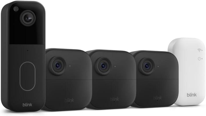 imageAllnew Blink Video Doorbell  Outdoor 4  Wireless smart security cameras headtotoe HD view twoyear battery life Sync Module Core included  3 camera system  Video DoorbellDoorbell Black