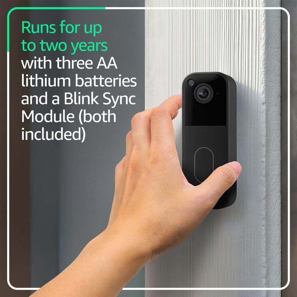 imageAllnew Blink Video Doorbell with 1Year Subscription  Headtotoe HD view twoyear battery Sync Module Core included  System BlackBlack