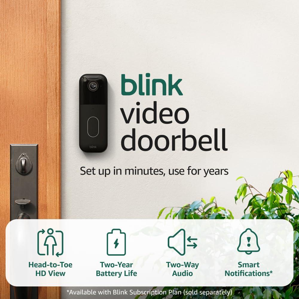 imageAllnew Blink Video Doorbell with 1Year Subscription  Headtotoe HD view twoyear battery Sync Module Core included  System BlackBlack
