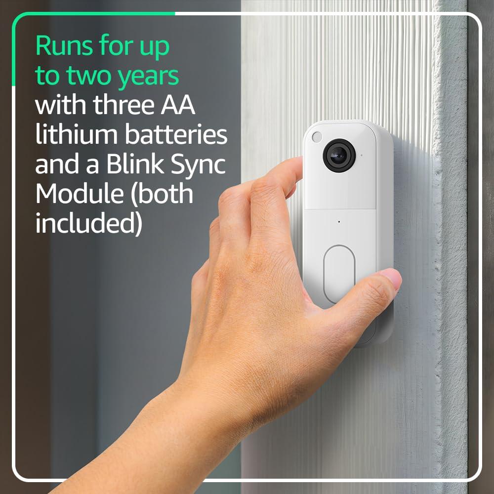 imageAllnew Blink Video Doorbell with 1Year Subscription  Headtotoe HD view twoyear battery Sync Module Core included  System BlackWhite