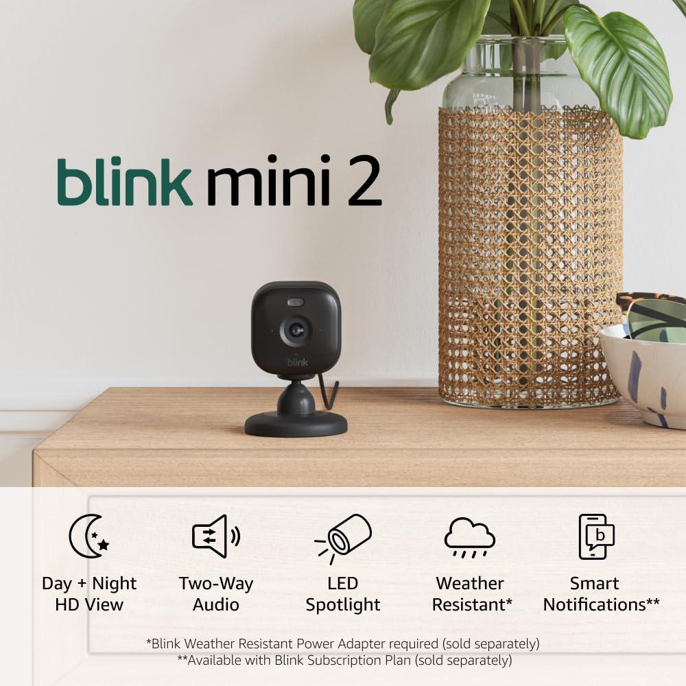 imageBlink Mini 2 Newest Model  Home Security ampamp Pet Cameras with HD video color night view motion detection twoway audio and builtin spotlight  2 cameras BlackBlack