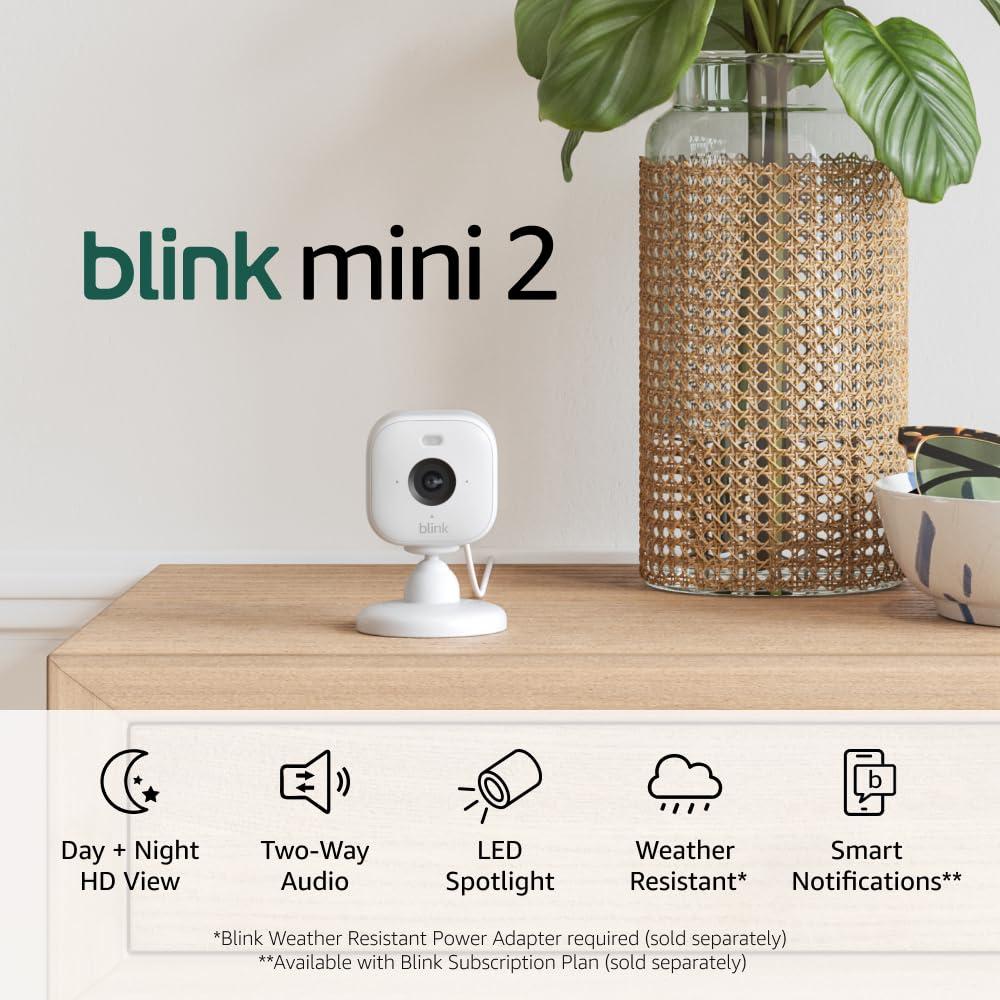 imageBlink Mini 2 Newest Model  Home Security ampamp Pet Cameras with HD video color night view motion detection twoway audio and builtin spotlight  2 cameras BlackWhite