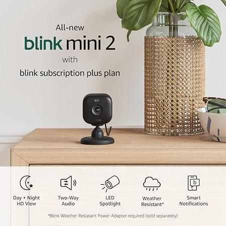 imageBlink Mini 2 Newest Model  Home Security ampamp Pet Cameras with HD video color night view motion detection twoway audio and builtin spotlight  2 cameras BlackBlack