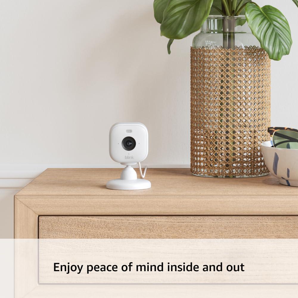 imageBlink Mini 2 Newest Model  Weather Resistant Adapter  IndoorOutdoor Home Security ampamp Pet Cameras with HD video motion detection and builtin spotlight  1 camera White