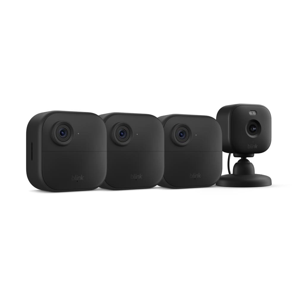 imageBlink Outdoor 4  Blink Mini 2  Smart security cameras twoway talk HD live view motion detection set up in minutes Works with Alexa  3 camera system  Mini 2 BlackBlack