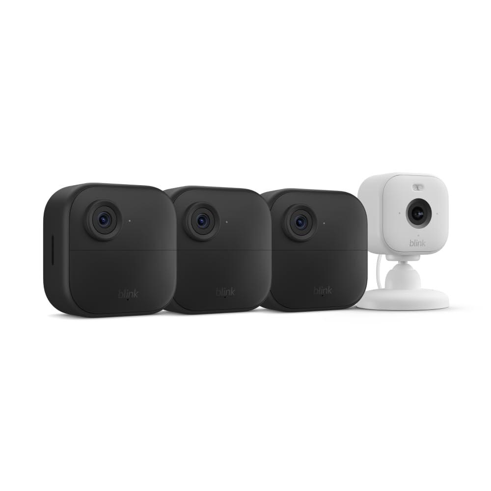 imageBlink Outdoor 4  Blink Mini 2  Smart security cameras twoway talk HD live view motion detection set up in minutes Works with Alexa  3 camera system  Mini 2 BlackWhite
