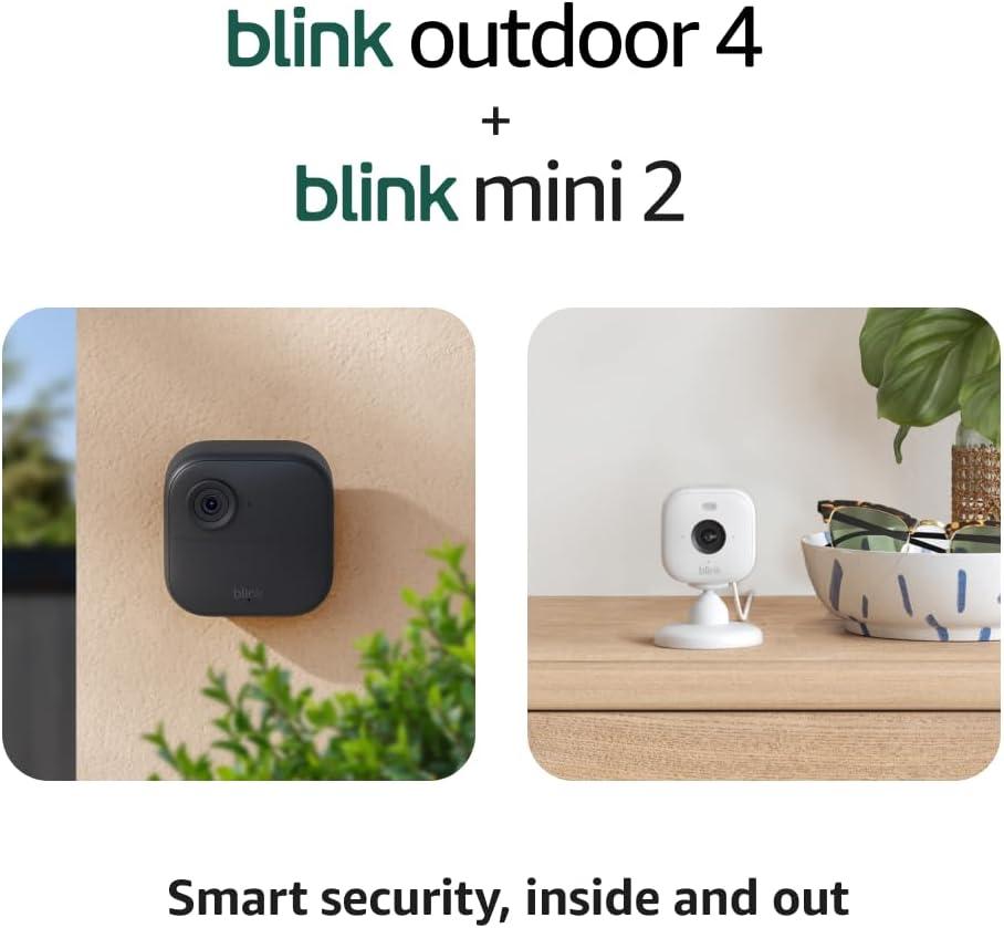 imageBlink Outdoor 4  Mini 2  Wireless smart security camera twoyear battery life 1080p HD day and infrared night live view Sync Module Core included  3 camera system  Mini 2 White2 Camera System  Mini 2