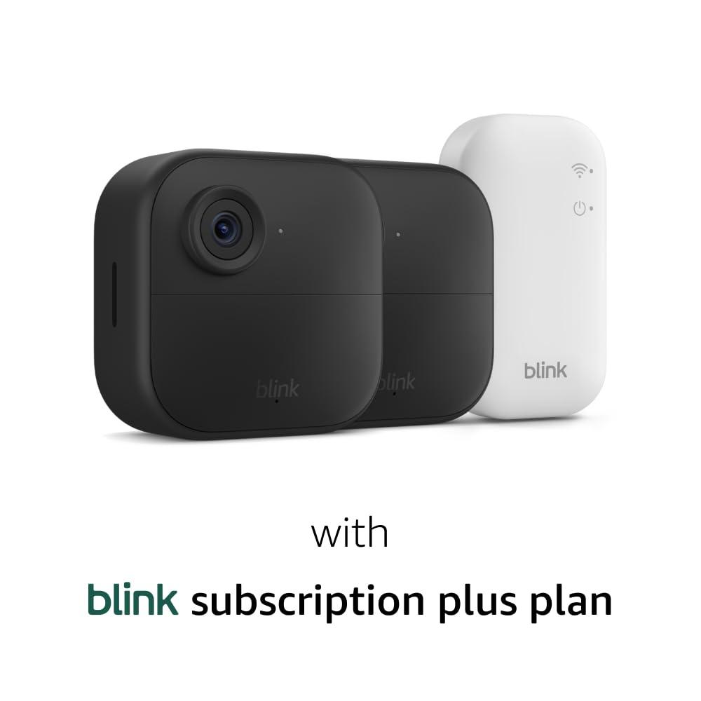 imageBlink Outdoor 4 newest model  Wireless smart security camera twoyear battery life twoway talk Sync Module Core included 2 camera system with 1Year Plus PlanSave with Subscription