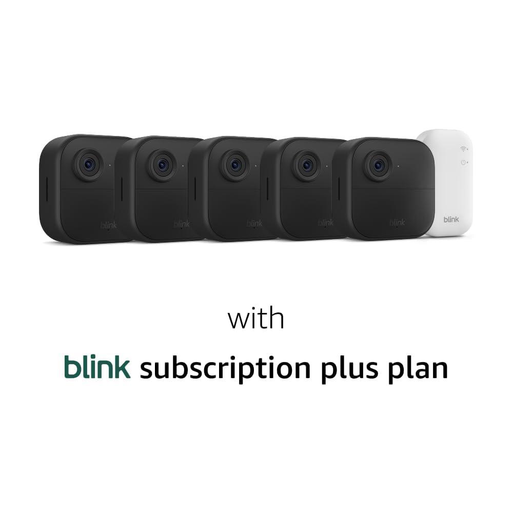 imageBlink Outdoor 4 newest model  Wireless smart security camera twoyear battery life twoway talk Sync Module Core included 2 camera system with 1Year Plus PlanSave with Subscription