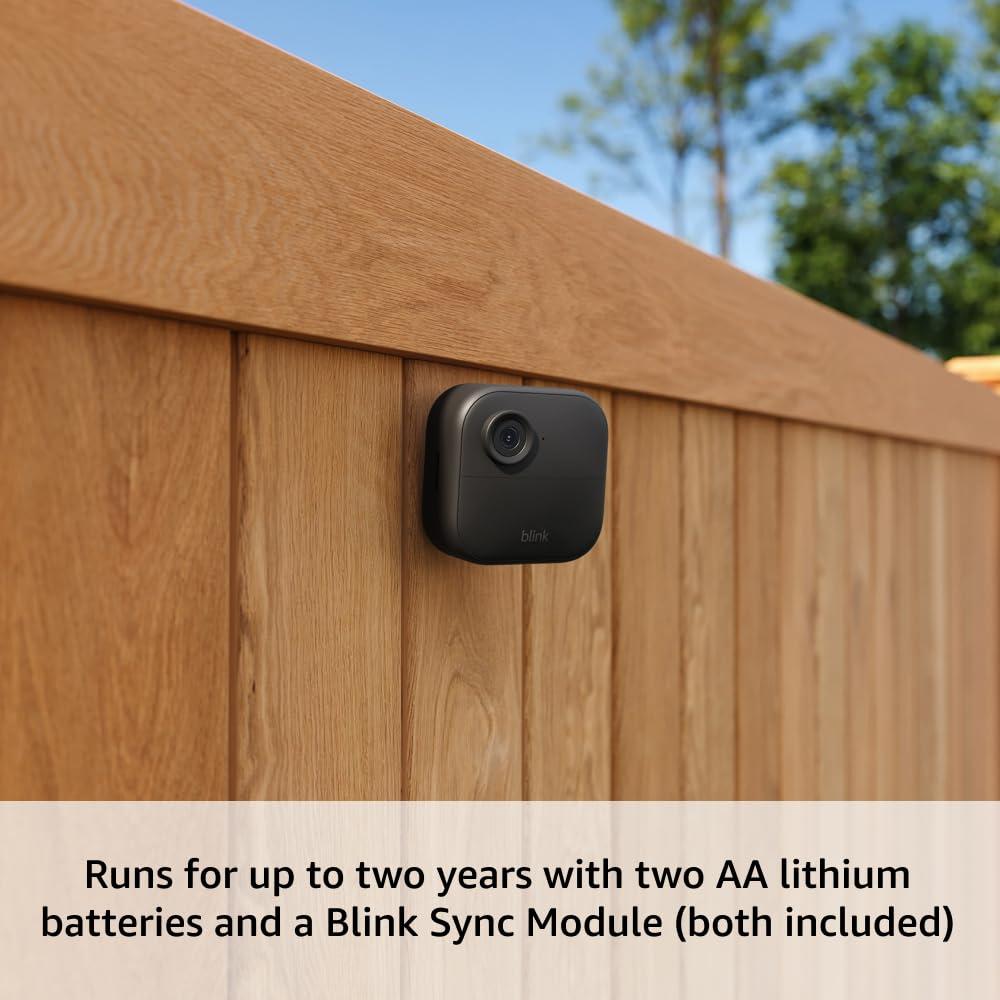 imageBlink Outdoor 4 newest model  Wireless smart security camera twoyear battery life twoway talk Sync Module Core included 2 camera system with 1Year Plus PlanSave with Subscription