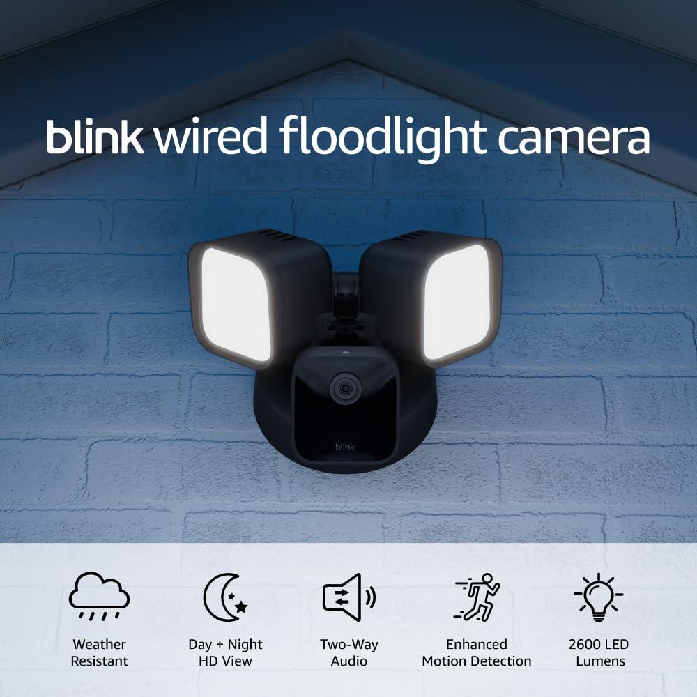 imageFree Blink Wired Floodlight Camera With 1Year Subscription  Smart security camera 2600 lumens HD live view person detection builtin siren Works with Alexa  1 camera WhiteBlack