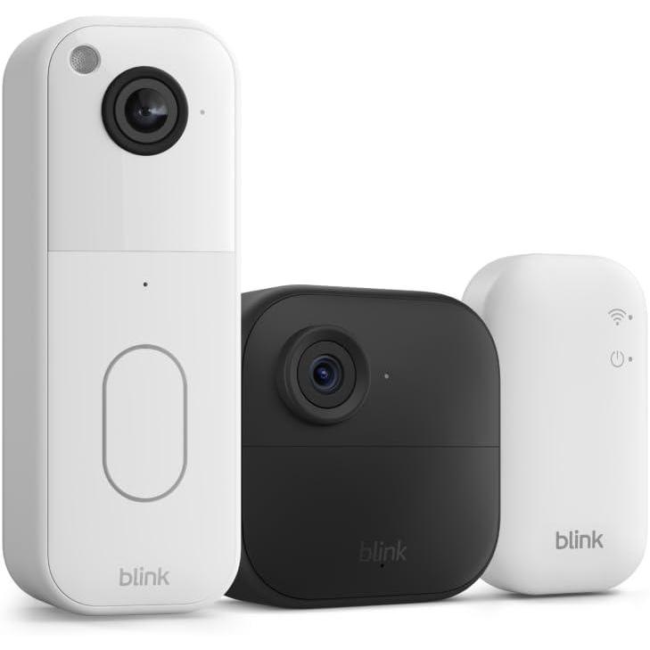 imageAllnew Blink Video Doorbell  Outdoor 4  Wireless smart security cameras headtotoe HD view twoyear battery life Sync Module Core included  3 camera system  Video DoorbellDoorbell White
