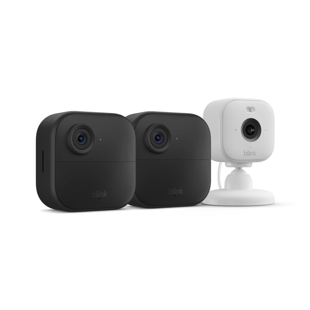 imageBlink Outdoor 4  Blink Mini 2  Smart security cameras twoway talk HD live view motion detection set up in minutes Works with Alexa  3 camera system  Mini 2 BlackWhite