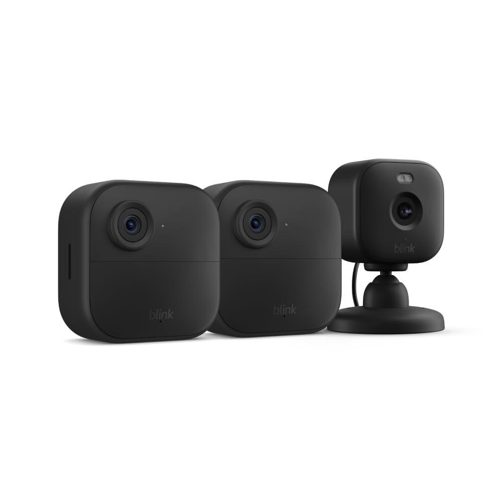 imageBlink Outdoor 4  Blink Mini 2  Smart security cameras twoway talk HD live view motion detection set up in minutes Works with Alexa  3 camera system  Mini 2 BlackBlack