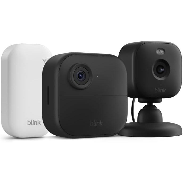 imageBlink Outdoor 4  Mini 2  Wireless smart security camera twoyear battery life 1080p HD day and infrared night live view Sync Module Core included  3 camera system  Mini 2 Black1 Camera System  Mini 2