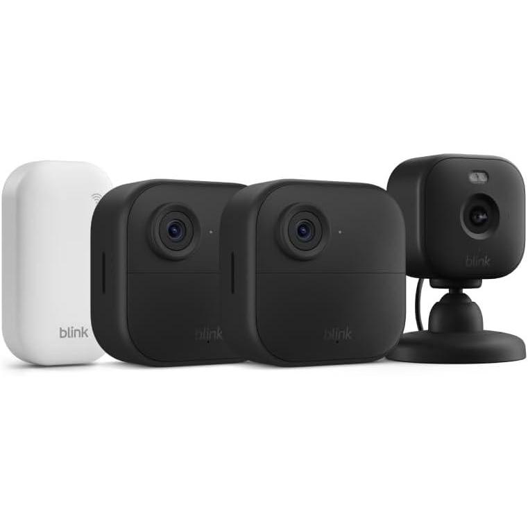 imageBlink Outdoor 4  Mini 2  Wireless smart security camera twoyear battery life 1080p HD day and infrared night live view Sync Module Core included  3 camera system  Mini 2 Black2 Camera System  Mini 2