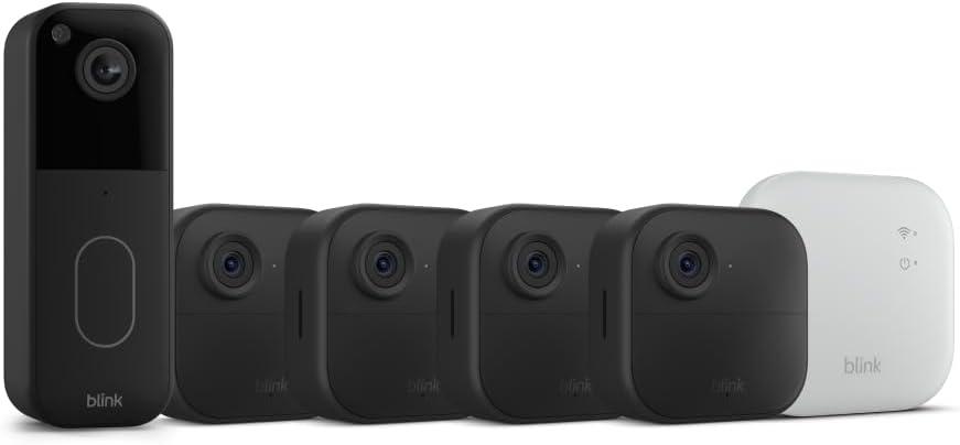 imageAllnew Blink Video Doorbell  Outdoor 4 XR Wireless smart security cameras twoyear battery life go up to 400 feet from your home with extended range Sync Module XR includedDoorbell Black