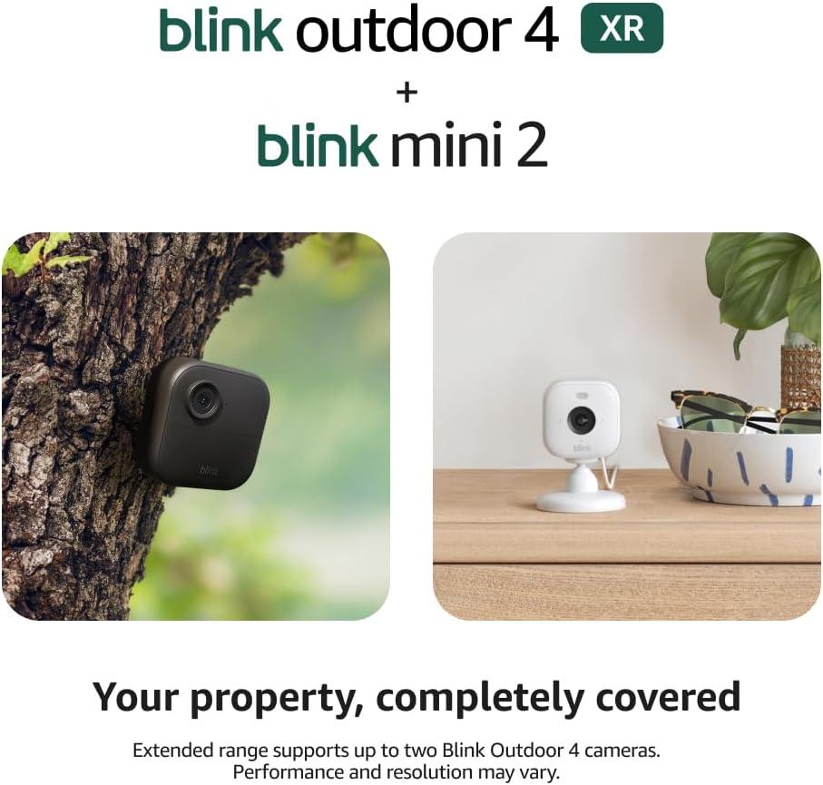 imageBlink Outdoor 4 XR  Mini 2  Wireless and plugin security cameras motion detection extended range Sync Module XR included  1 camera system  Mini 2 WhiteWhite
