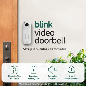 imageAllnew Blink Video Doorbell  Mini 2  Motion ampamp chime alerts HD viewing and two way audio Sync Module Core included  1 camera system  Mini 2 WhiteWhite