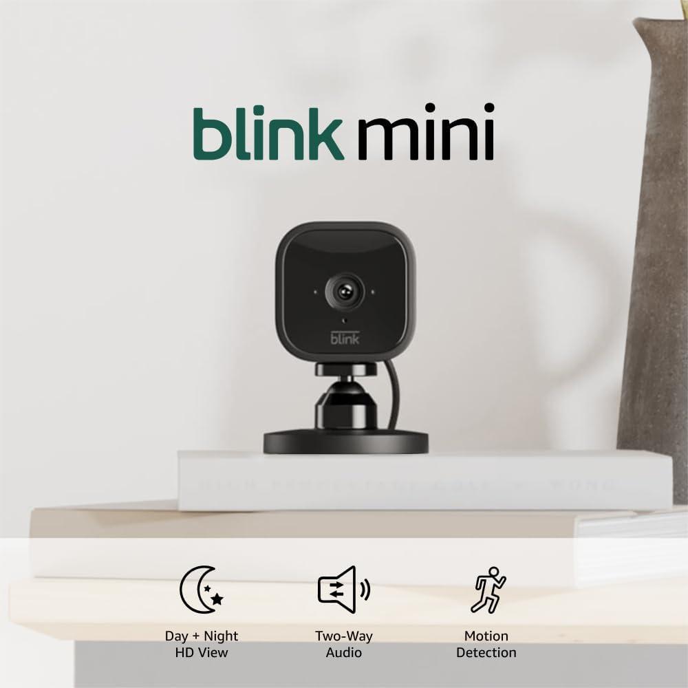 imageBlink Mini  Compact indoor plugin smart security camera 1080p HD video night vision motion detection twoway audio easy set up Works with Alexa  3 cameras BlackBlack