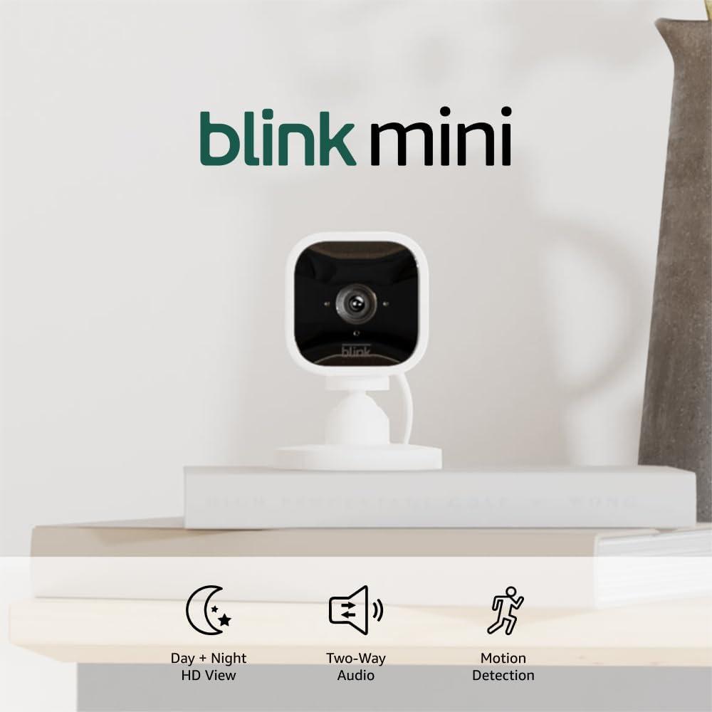imageBlink Mini  Compact indoor plugin smart security camera 1080p HD video night vision motion detection twoway audio easy set up Works with Alexa  3 cameras BlackWhite