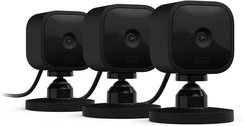 imageBlink Mini  Compact indoor plugin smart security camera 1080p HD video night vision motion detection twoway audio easy set up Works with Alexa  3 cameras BlackBlack