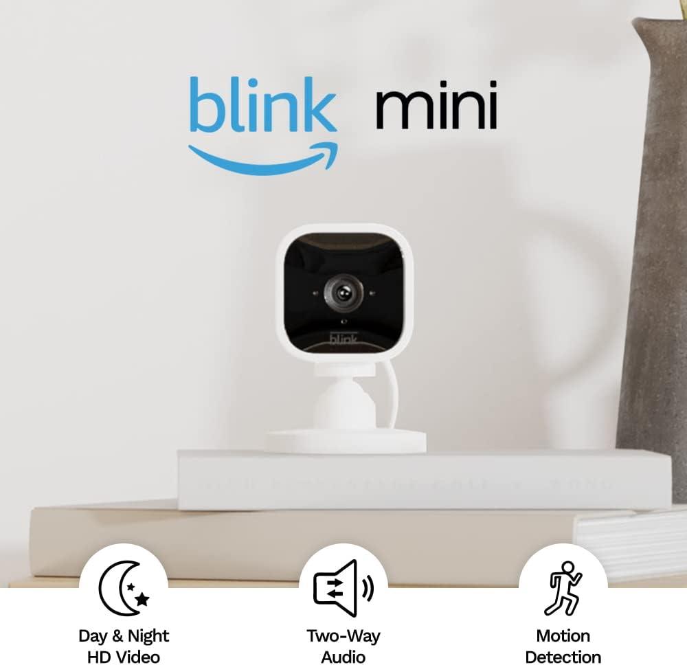 imageBlink Mini  Compact indoor plugin smart security camera 1080p HD video night vision motion detection twoway audio easy set up Works with Alexa  3 cameras BlackWhite
