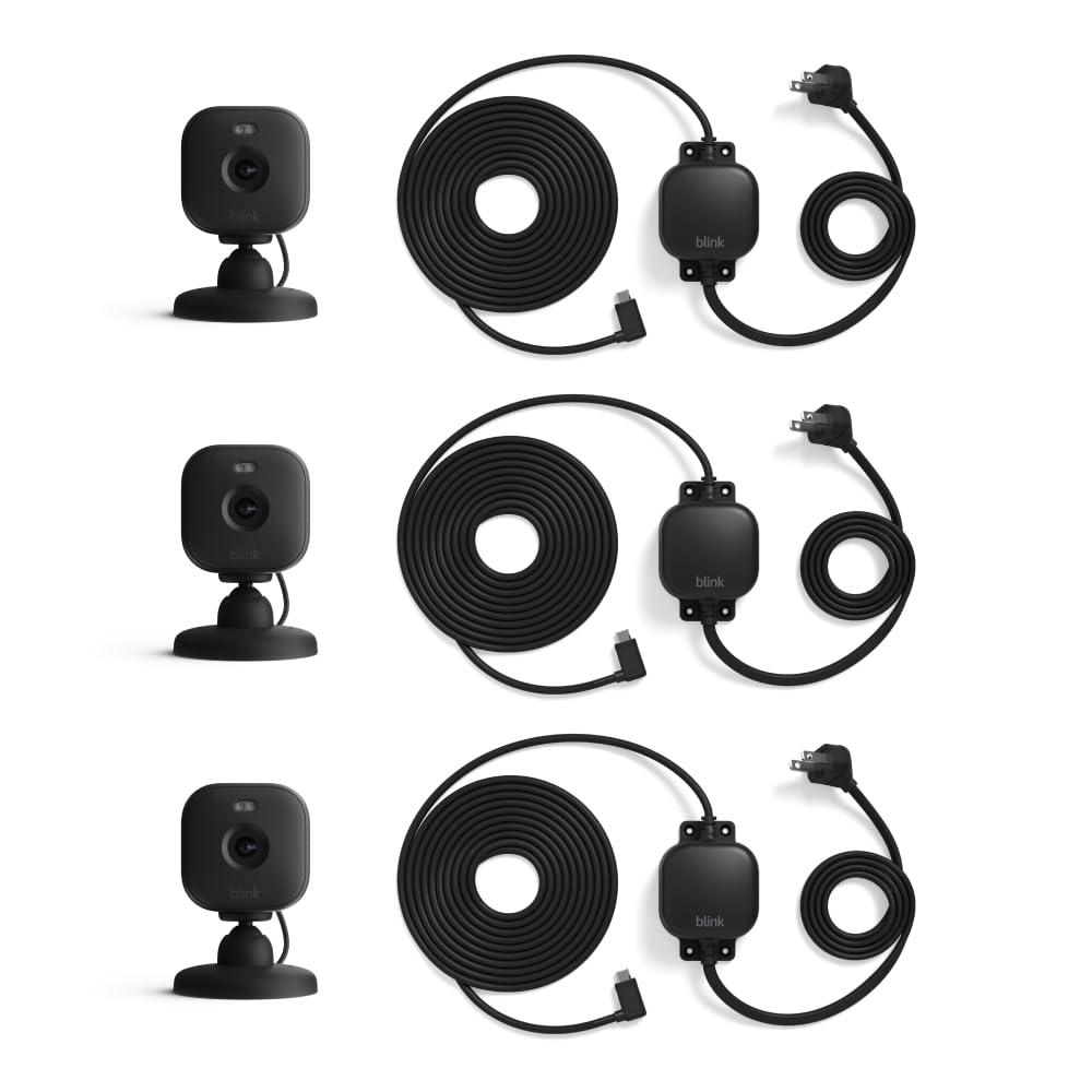 imageBlink Mini 2  Weather Resistant Adapter  IndoorOutdoor Home Security ampamp Pet Cameras with HD video motion detection and builtin spotlight  3 cameras Black