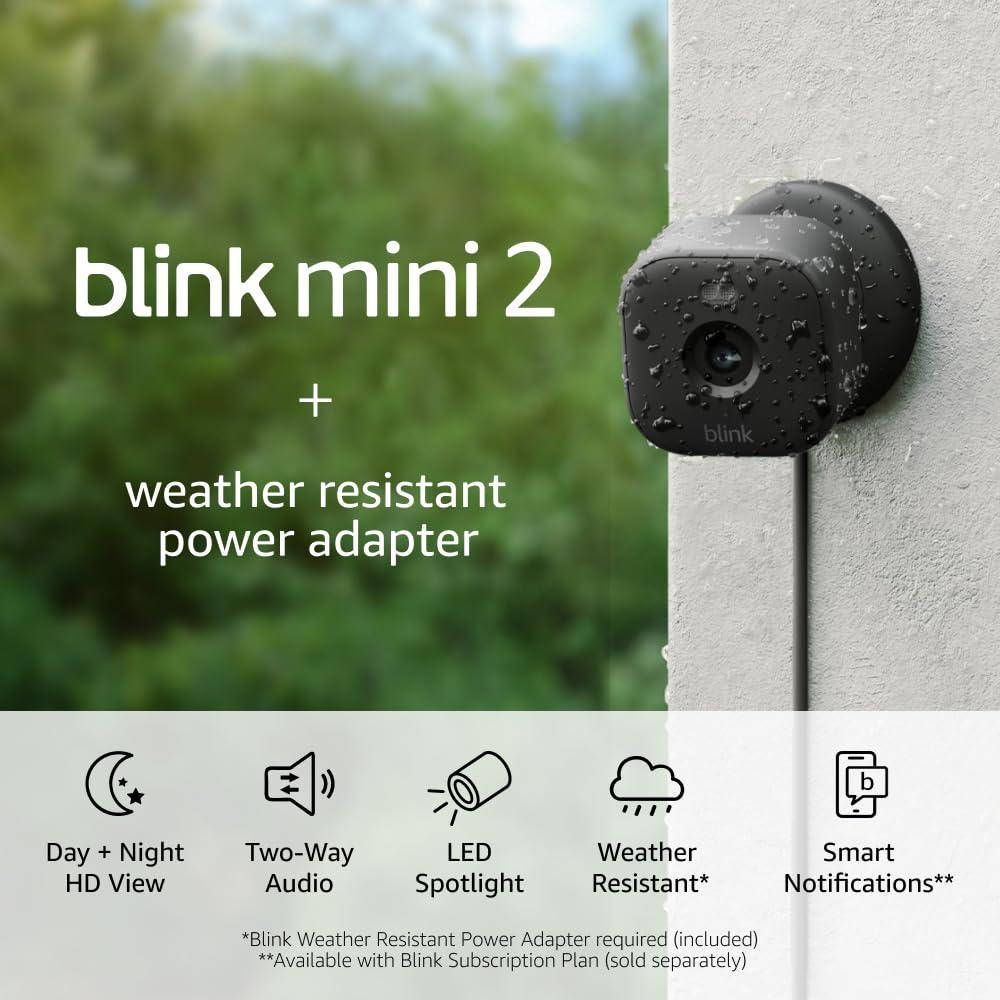 imageBlink Mini 2  Weather Resistant Adapter  IndoorOutdoor Home Security ampamp Pet Cameras with HD video motion detection and builtin spotlight  3 cameras Black