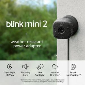 imageBlink Mini 2  Weather Resistant Adapter  IndoorOutdoor Home Security ampamp Pet Cameras with HD video motion detection and builtin spotlight  2 cameras Black